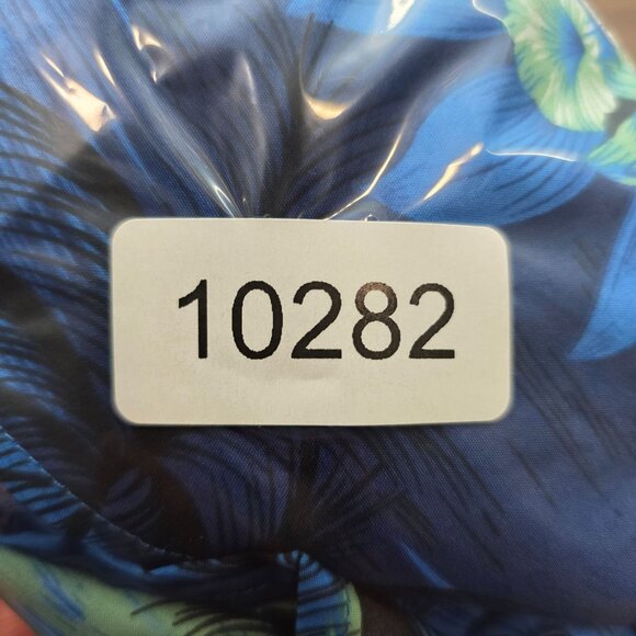 Mens Hawaiian Blue Tropical Print Shirt Short Sleeve Button Up Polyester Size S - Picture 7 of 8